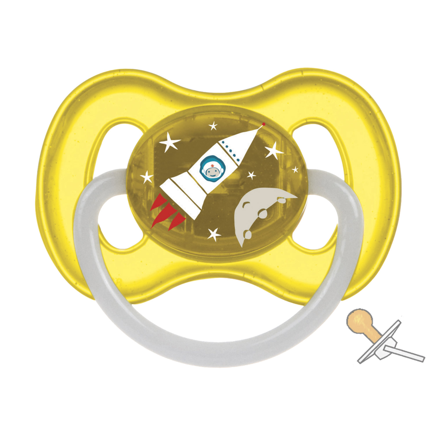 Пустушка Canpol Babies Space латексна кругла, жовта, від 0 до 6 місяців, 1 шт (23/221_yel)